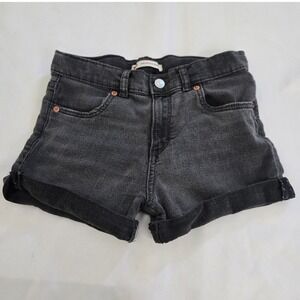 Levi's Girls Girlfriend Denim Shorts Size 14 Black Wash Cotton Blend Casual Cute